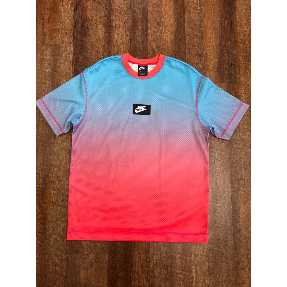 Nike Men's Mesh Jersey Shirt M Blue Pink Red Ombre Gradient Streetwear